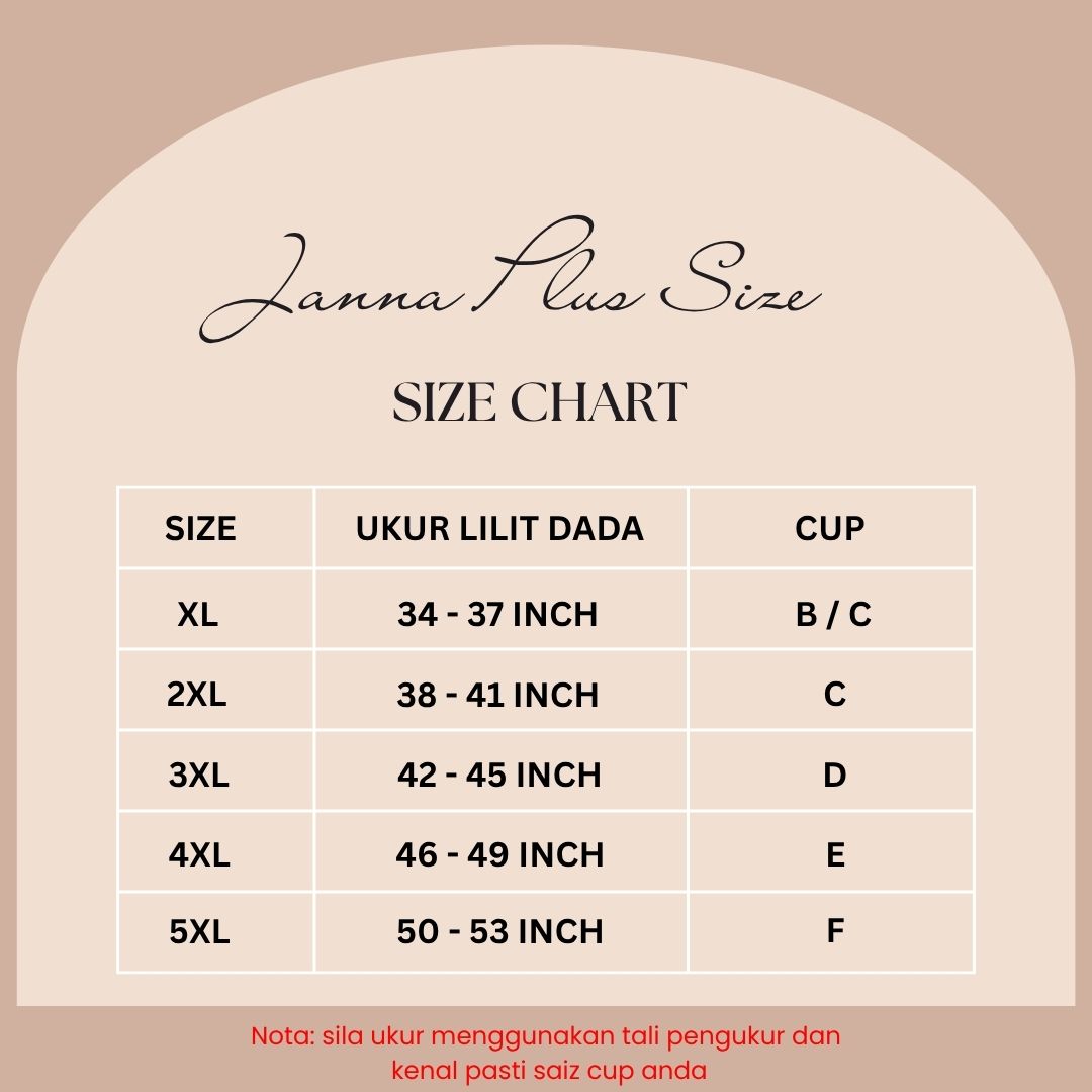 Bralet JANNA Seamless Tanpa Dawai SAIZ BESAR Cup B-F