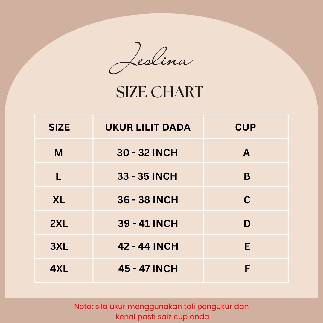 Bralet JESLINA Seamless Tanpa Dawai FULL CUP A-F 4 Cangkuk Tali Lebar NO PUSH UP
