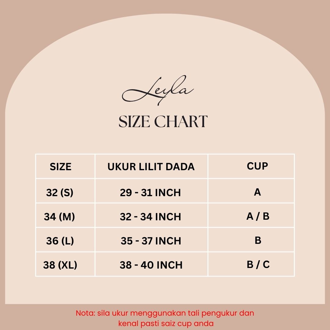 Bra LEYLA Seamless Tanpa Dawai Half Push Up Cup 3 Quater