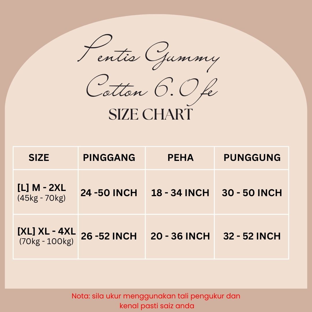 Pentis GUMMY Cotton 6.0 FE | Pinggang Sederhana | Saiz M hingga 4XL