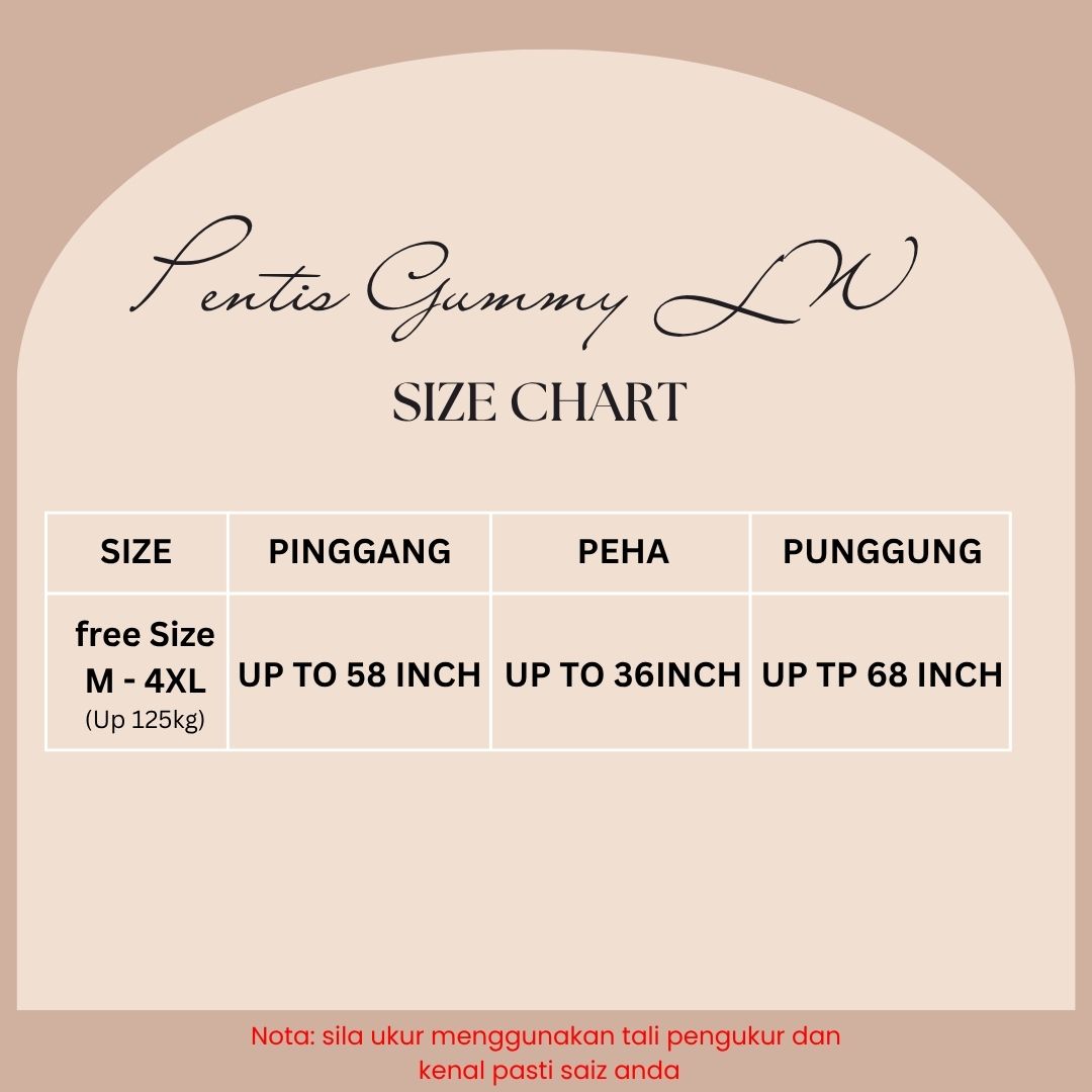 Pentis GUMMY FE PINKIS | Pinggang Sederhana | Saiz Bebas Hingga 4XL