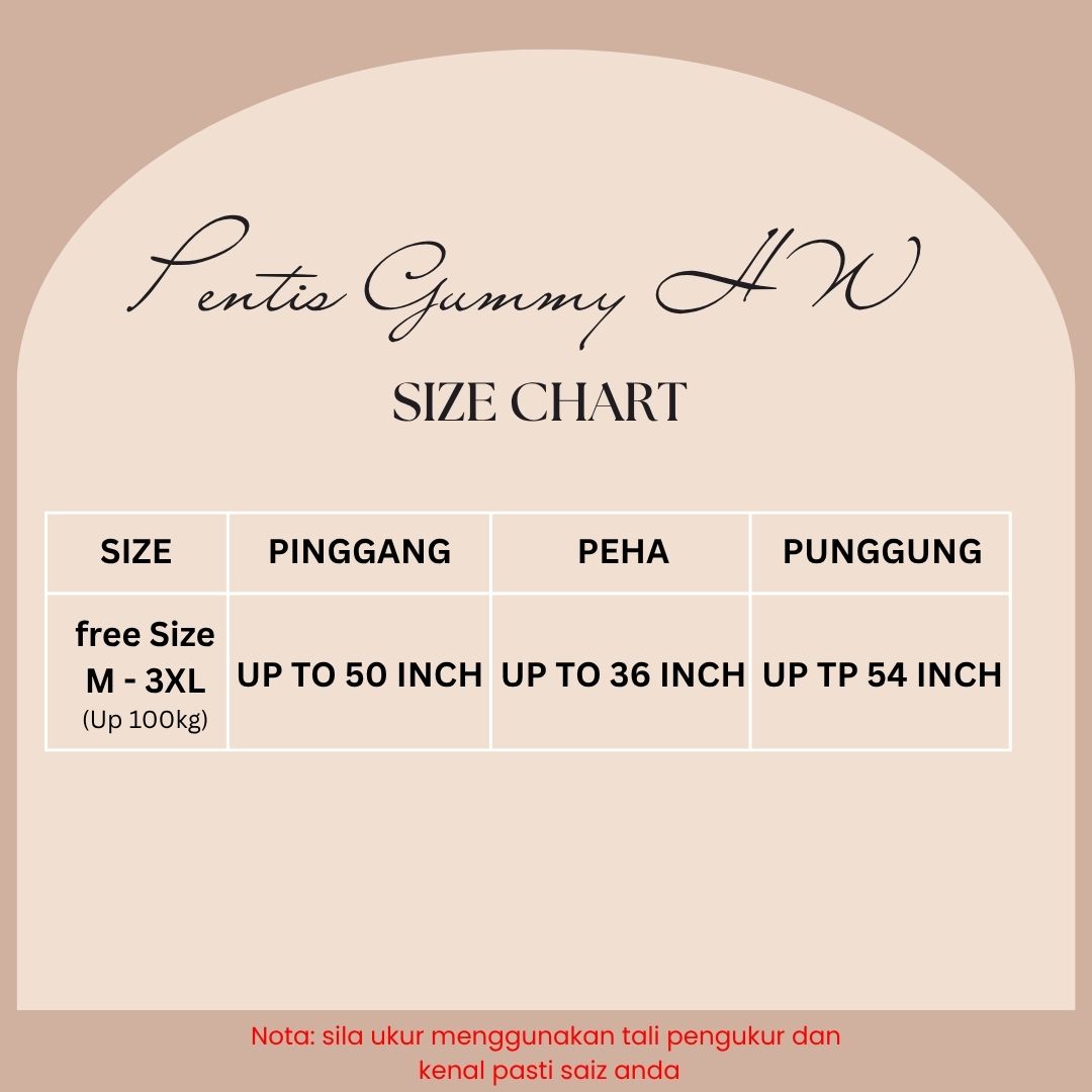 Pentis GUMMY FE PINKIS | Pinggang Tinggi | Saiz Hingga 3XL