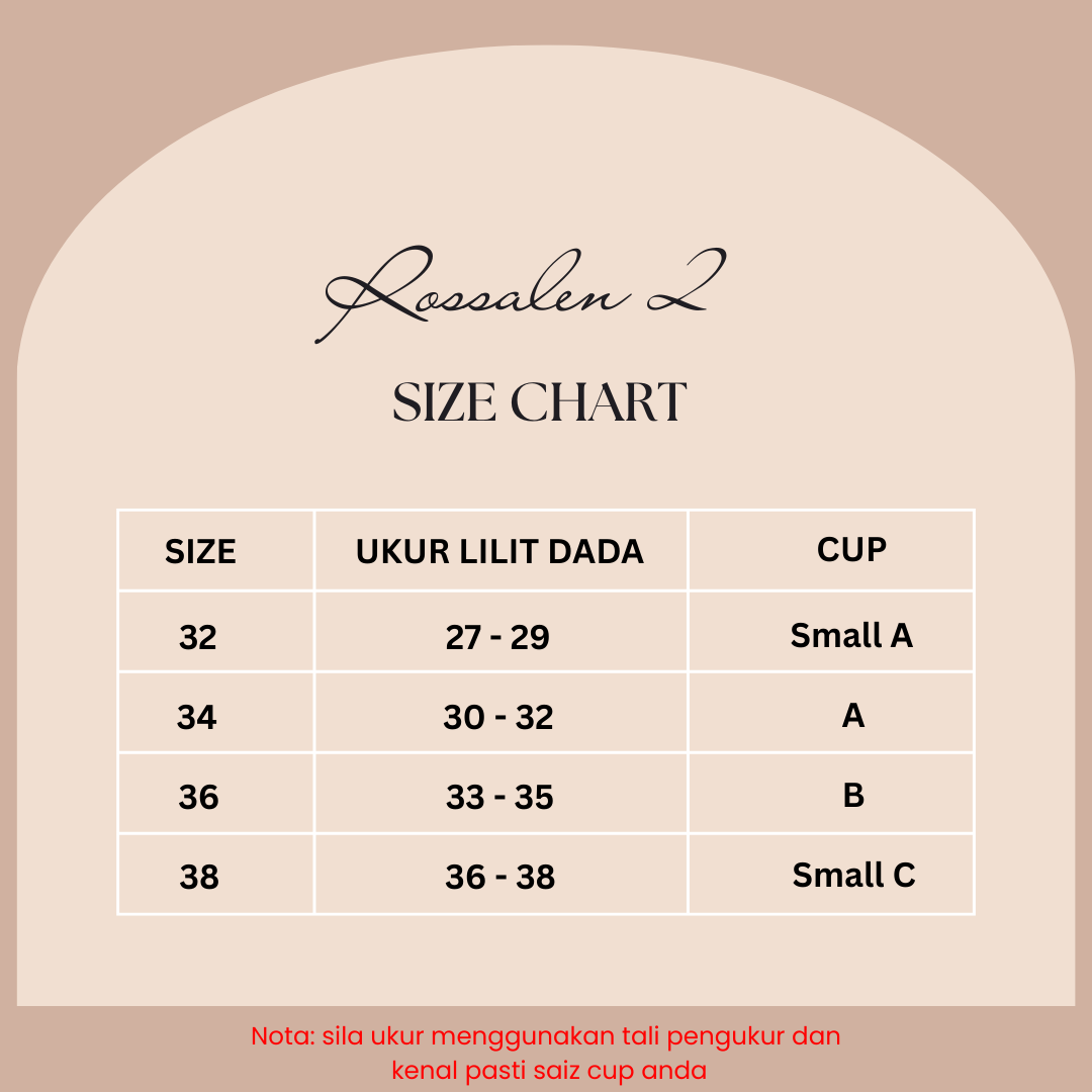 Bra ROSSALEN 2 Cup 3 suku(span tebal)bentuk kecil