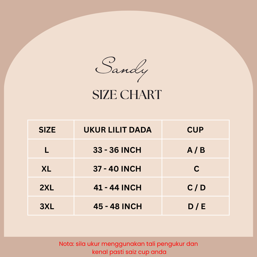 Bralet SANDY Seamless Tanpa Dawai Eksklusif Fabrik Sutera Sejuk Cup 4 Quater