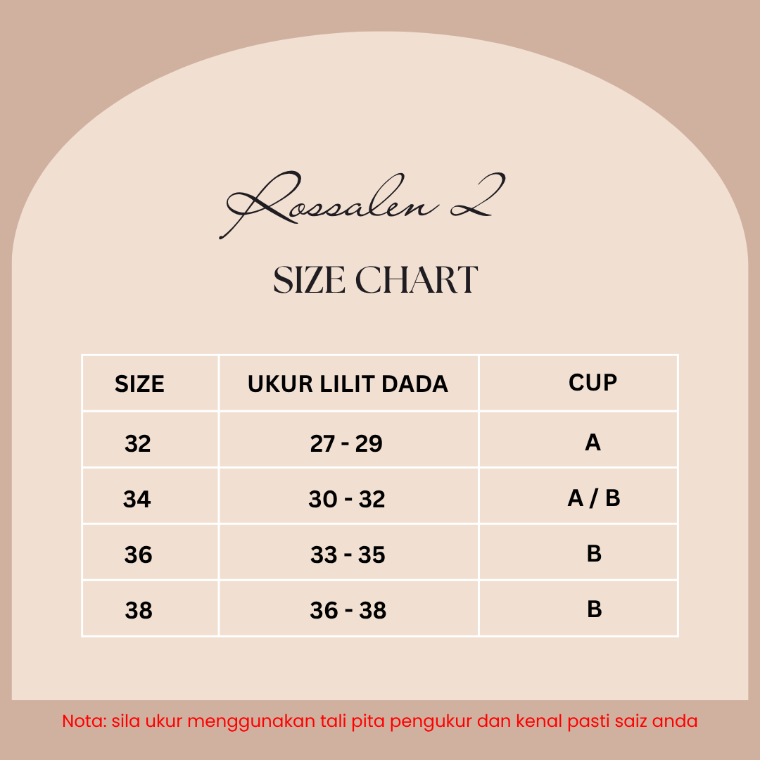 Bra ROSSALEN 2 Cup 3 suku(span tebal)bentuk kecil